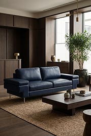 84 Rufus sofa in Florida Royal Navy blue leather