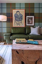 113x80 Rufus sectional in Run Wyld Gitty Up Green performance leather