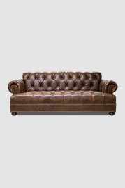 91 Pembroke double-sided Chesterfield sofa in Yuma Totem brown leather