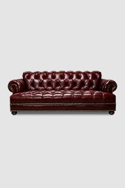 91 Pembroke double-sided Chesterfield sofa in Ohio Oxblood red leather
