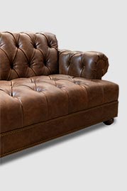 91 Pembroke double-sided Chesterfield sofa in Yuma Totem brown leather