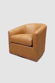 Wren swivel barrel chair in Brisa Frontier Waylan faux leather