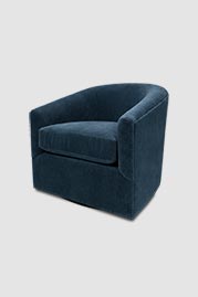 Wren swivel barrel chair in Como Bali blue velvet