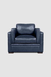 37 Head Coach armchair in Pioneer Moonless blue performance leather