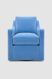 Lark glider chair in Como Blue Lake velvet