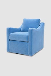 Lark glider chair in Como Blue Lake velvet