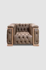 Barnaby chair in Winchester Taupe leather with oak trim