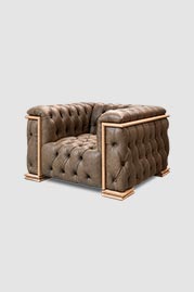 Barnaby chair in Winchester Taupe leather with oak trim