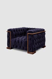 Barnaby chair in Cannes Aubergine velvet with walnut-stained oak trim
