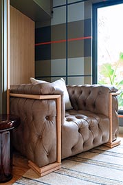 Barnaby chair in Winchester Taupe leather with oak trim
