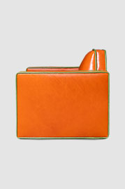 30 Rocko armchair in Bellissimo Cachi orange leather with contrasting welt