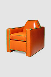 30 Rocko armchair in Bellissimo Cachi orange leather with contrasting welt