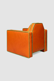 30 Rocko armchair in Bellissimo Cachi orange leather with contrasting welt