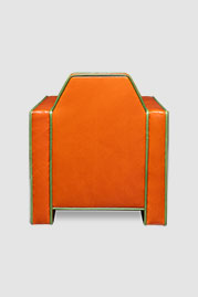 30 Rocko armchair in Bellissimo Cachi orange leather with contrasting welt