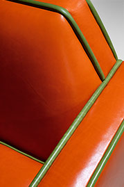 30 Rocko armchair in Bellissimo Cachi orange leather with contrasting welt