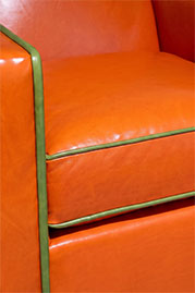 30 Rocko armchair in Bellissimo Cachi orange leather with contrasting welt