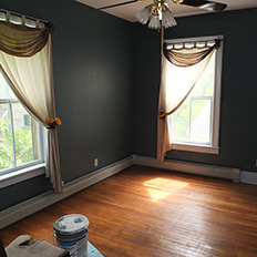 Before: Gloomy colors and granny drapes.