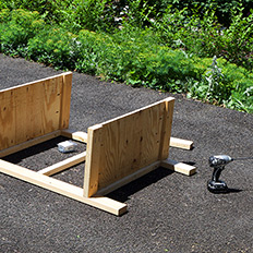 Chris' homemade bookshelf mid-construction.