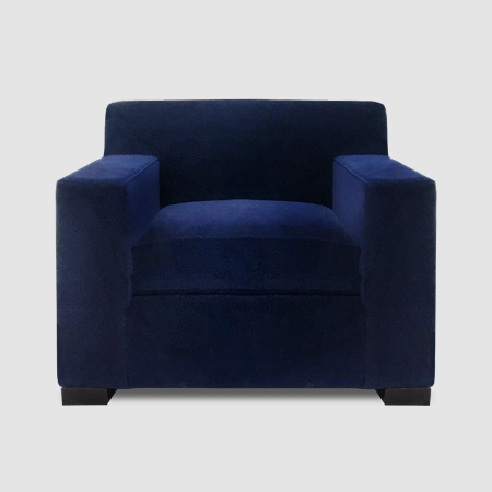 Blue velvet tuxedo sofa