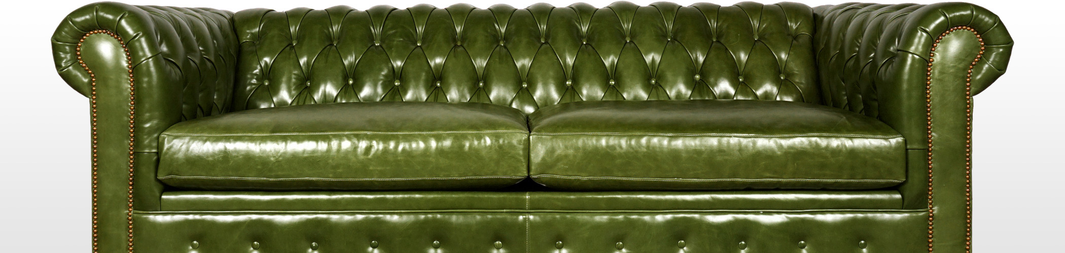 Chesterfield sleeper sofa in green leather