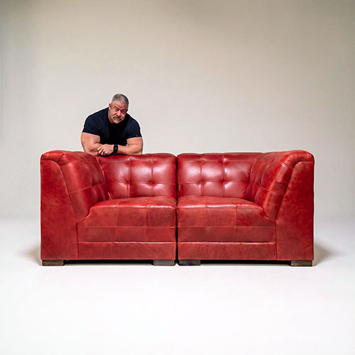 Chris Stout-Hazard leaning on Freddie modular sofa