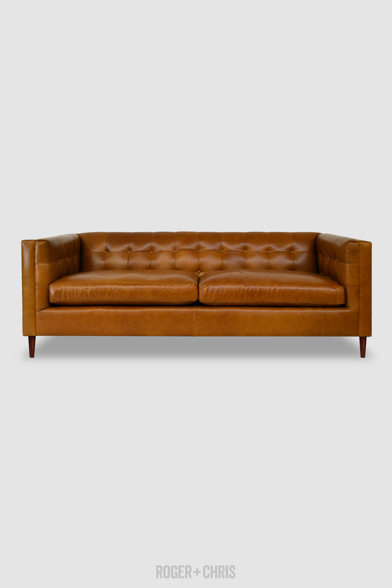 Atticus Tuxedo Sofa In Renegade Simba Brown Leather Roger Chris Custom Sofas