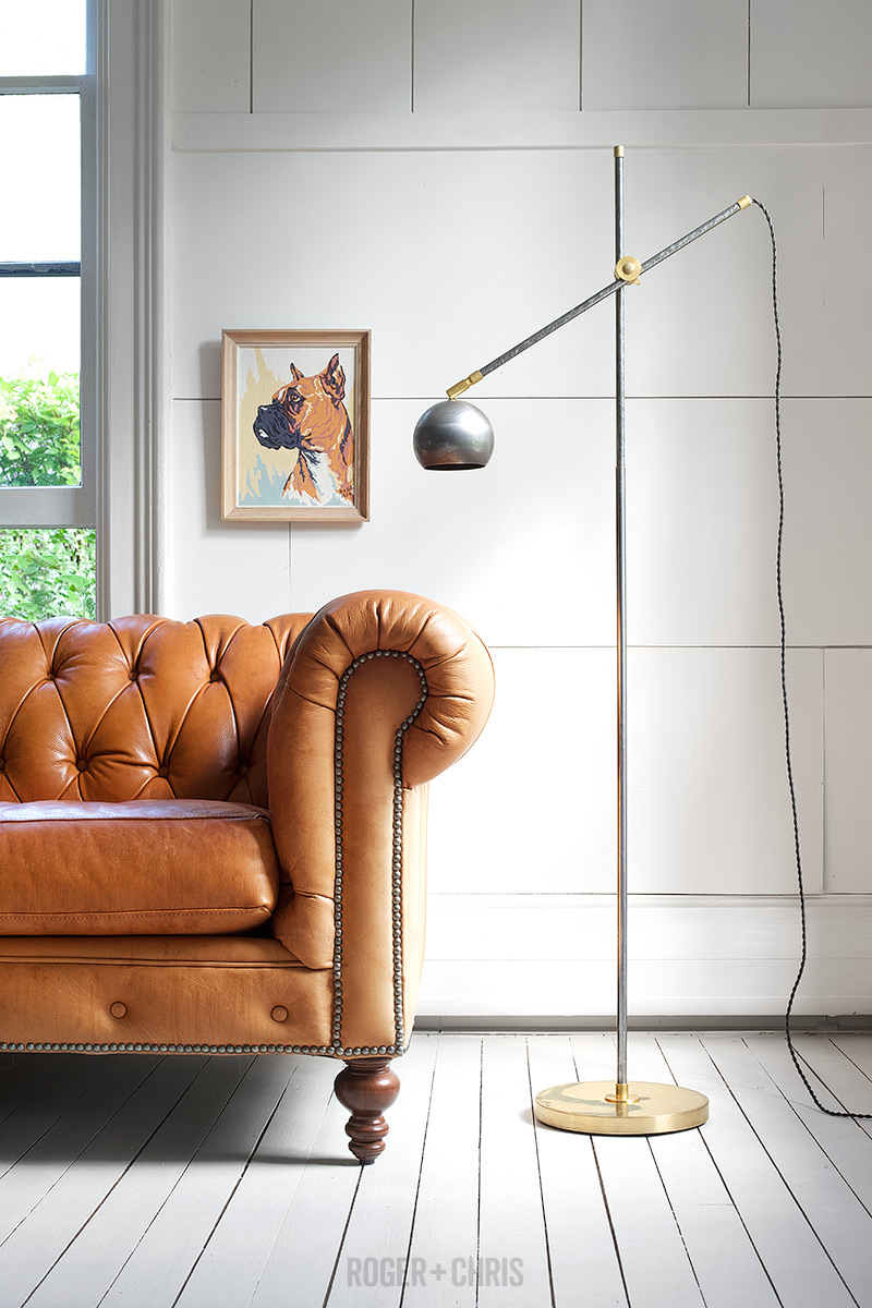Stan Brass and Steel Floor Lamp