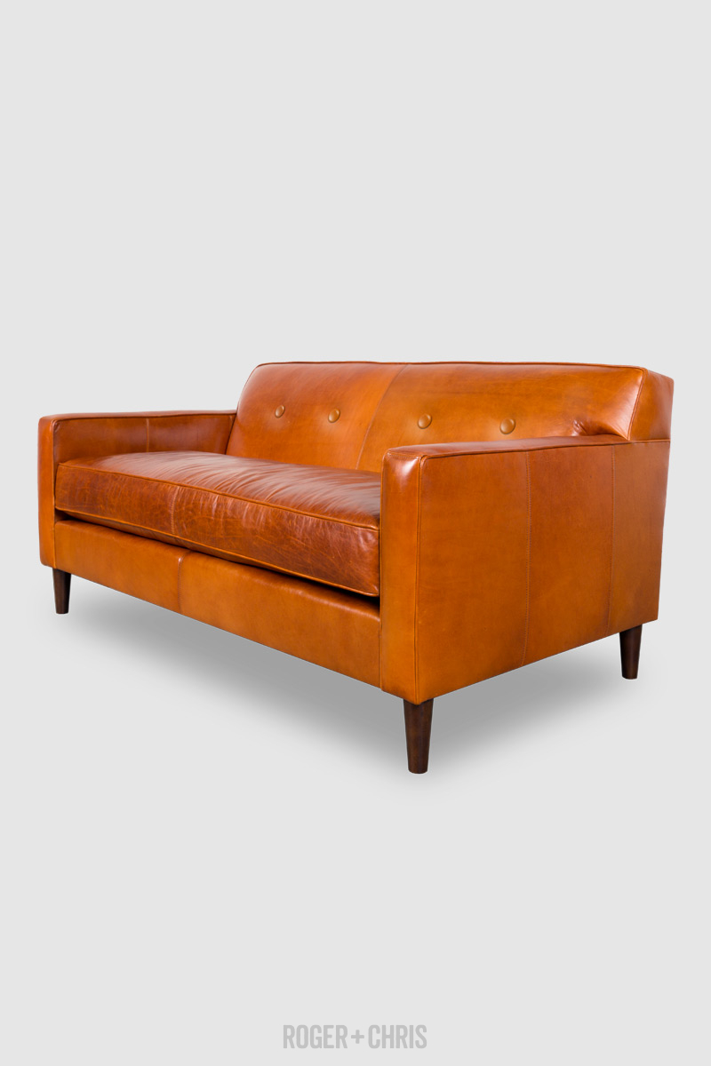 Mid-Century Modern Button-Back Track Arm Sofa