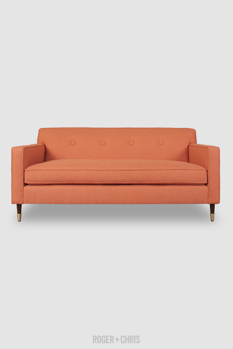 Mid-Century Modern Button-Back Track Arm Sofa