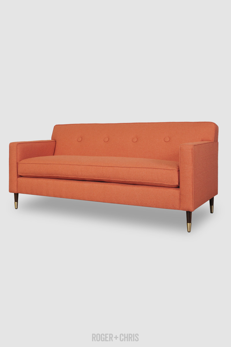 Mid-Century Modern Button-Back Track Arm Sofa