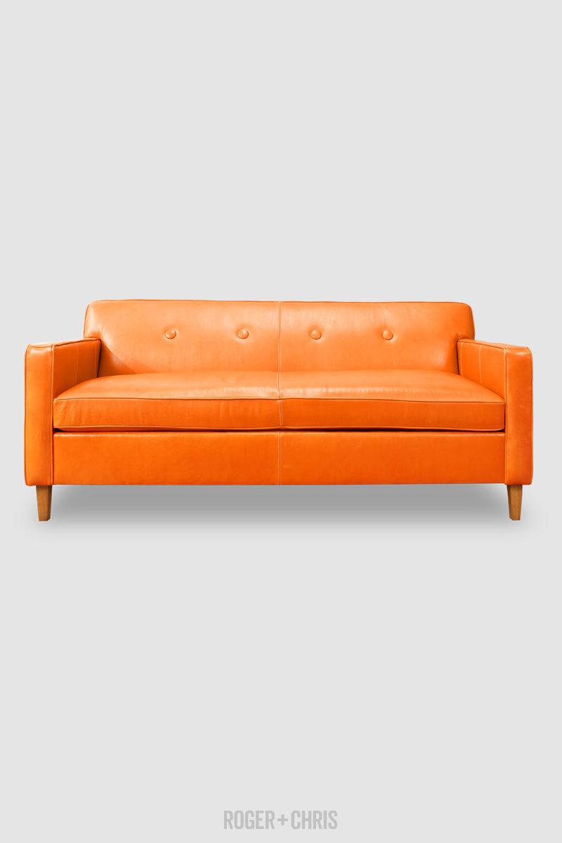 Mid-Century Modern Button-Back Track Arm Sofa