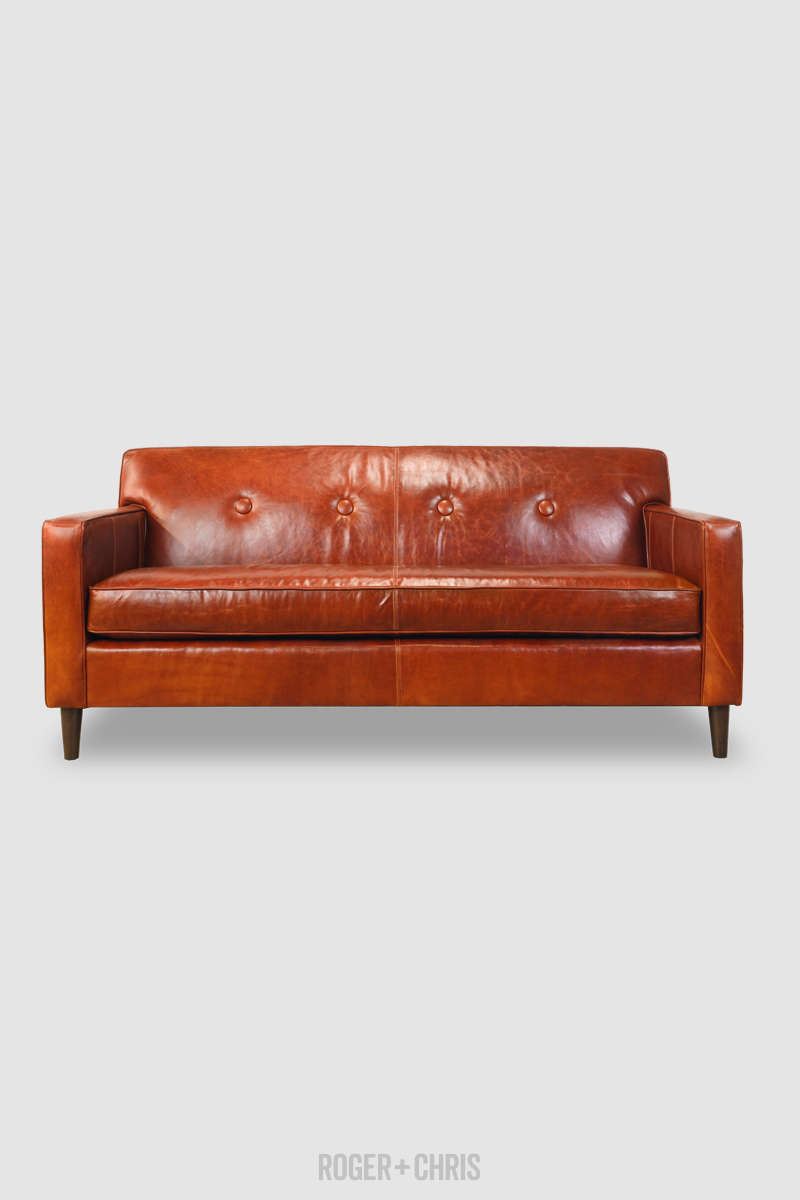 Mid-Century Modern Button-Back Track Arm Sofa