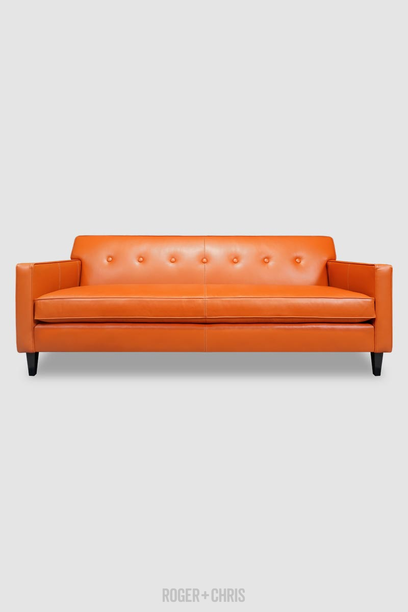 Mid-Century Modern Button-Back Track Arm Sofa