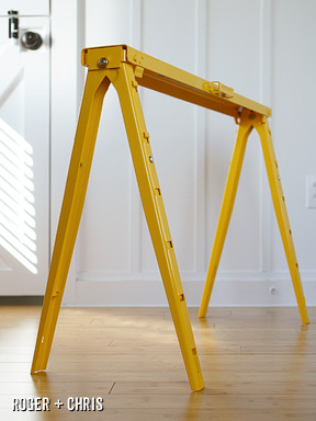 These Metal Sawhorses Are Just Asking To Be Made Into A Desk