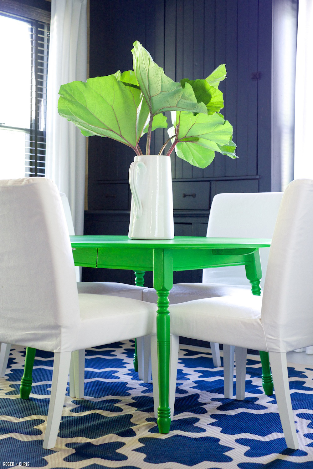 Roger painted this vintage table a bold green.